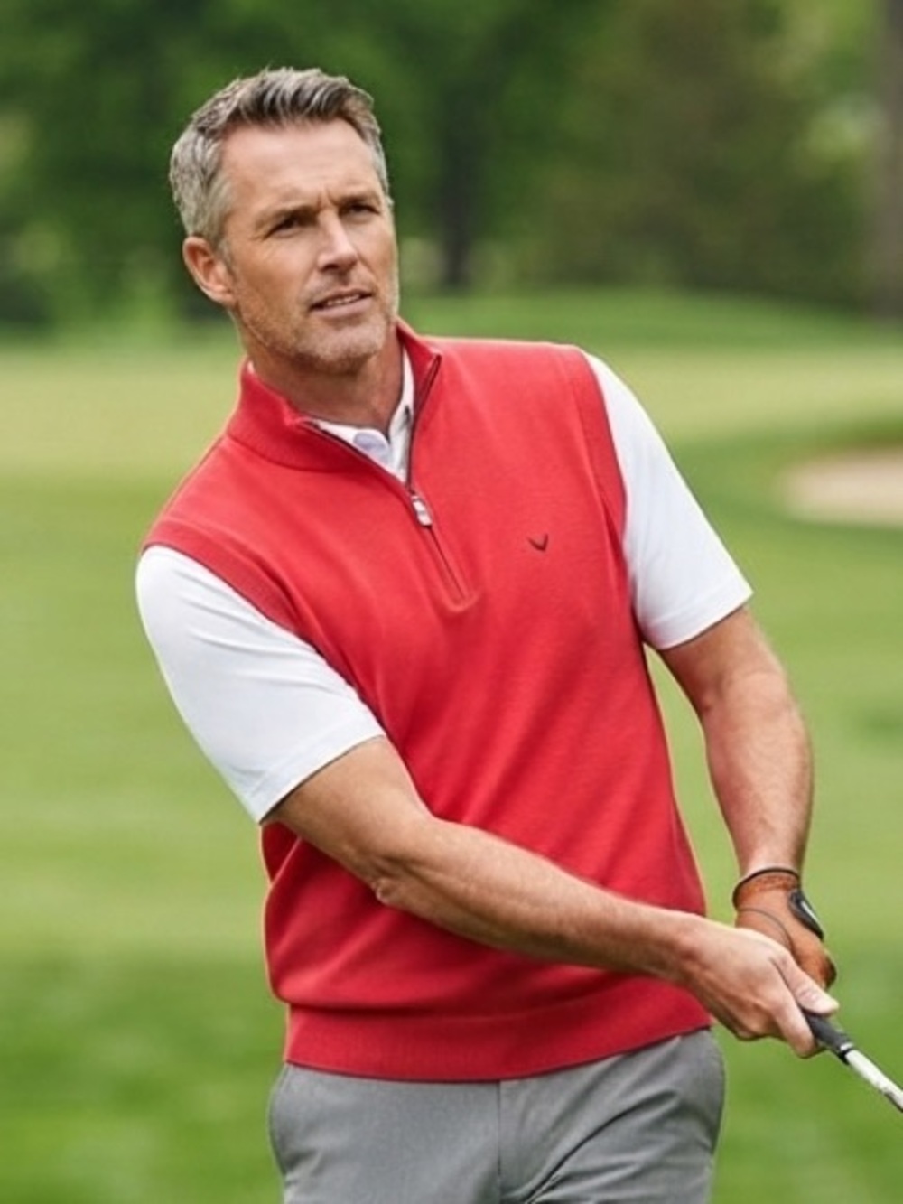 Callaway C-Tech Men's Cotton 1/4 Zip Golf Sweater Vest Red Size Medium Like New